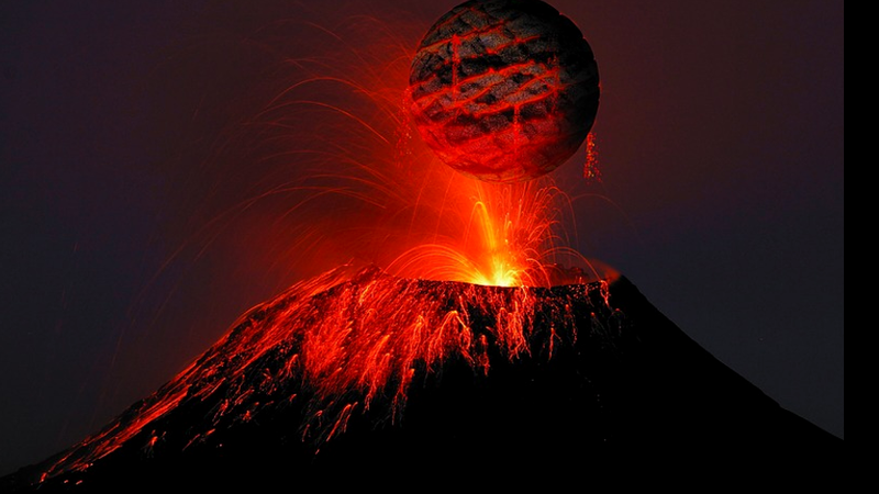 Ilustração de um vulcão em erupção - Pixabay