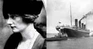 Lucile Polk Carter (à esq.) junto ao barco RMS Titanic no dia de sua partida (à dir.) - Divulgação / Wikimedia Commons