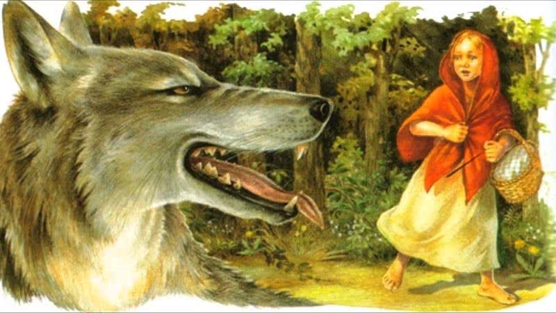 Ilustração de Chapeuzinho Vermelho e Lobo Mau - Divulgação