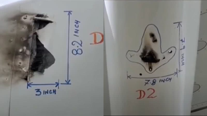 Imagens de asa de avião atingido por raio - Reproduçao/Vídeo/YouTube