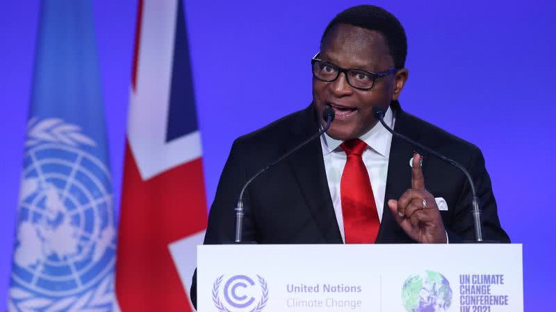 Lazarus Chakwera, presidente do Malawi, na COP26 - Getty Images