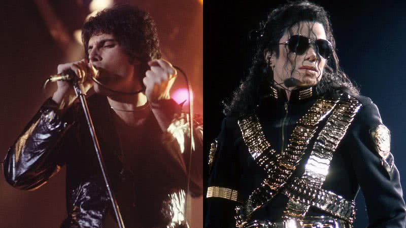 Freddie Mercury (à esq.) e Michael Jackson (à dir.) - Wikimedia Commons