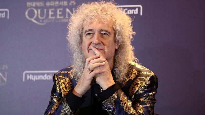 Brian May durante coletiva de imprensa - Getty Images