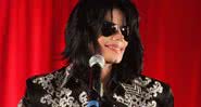 Michael em coletiva anunciando a turnê "This Is It" - Getty Images