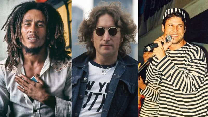 Bob Marley, John Lennon e Alexander 'Dinho' Alves reunidos em montagem fotográfica - Divulgação / Wikimedia Commons