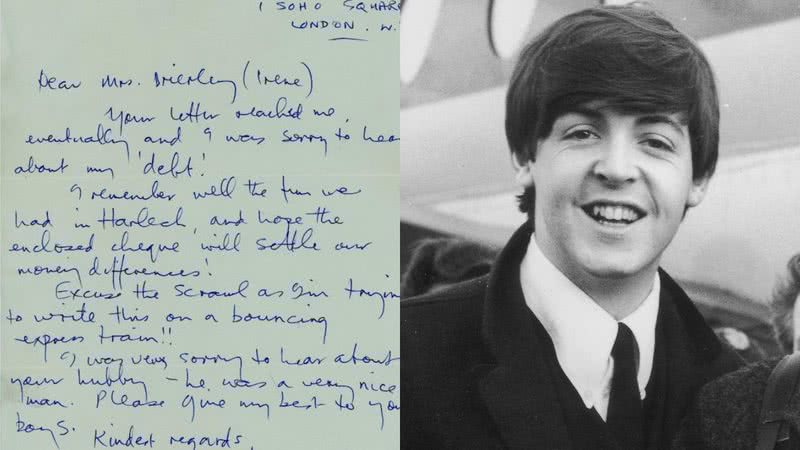 Montagem de Paul McCartney ao lado da carta - Divulgação / Tracks (esq.) - Getty Images (dir.)