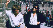 George Michael e Andrew Ridgeley juntos na Muralha da China - Divulgação/Twitter/urso_gabriella/03.06.2020