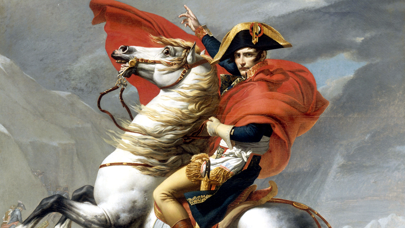 Pintura de Napoleão Bonaparte montando seu cavalo - Getty Images