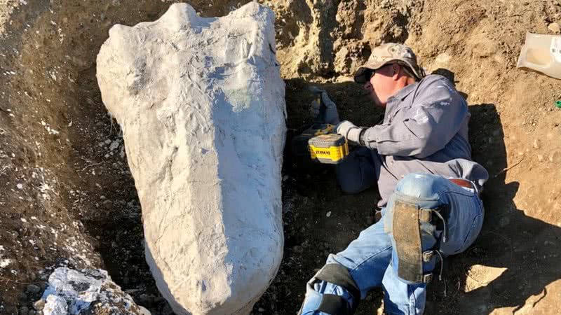 Greg Francek encontra um fóssil de Gomphotheridae - Divulgação/EBMUD