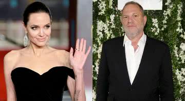 Montagem com fotografia de Angelina Jolie e Harvey Weinstein - Getty Images