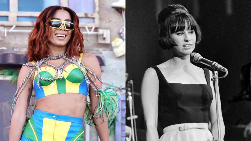 Montagem mostrando Anitta e Astrud Gilberto - Getty Images e Domínio Público