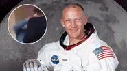 Foto de Buzz Aldrin e registro de quando ele seu soco em conspiracionista - NASA e reprodução/Video