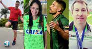 Jakson Follmann, Ximena Suárez, Alan Ruschel e Rafael Henzel, sobreviventes do voo da Chape - Montagem c/ Arquivo Pessoal