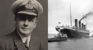 Charles Lightoller (à esq.) em montagem junto ao Titanic (à dir.) - Wikimedia Commons