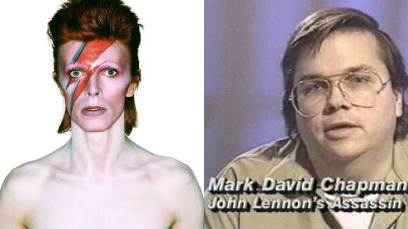 David Bowie na capa de "Aladdin Sane" e Mark Chapman, assassino de John Lennon - Divulgação/RCA Records/Vídeo/CNN