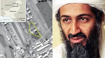 Local de morte de Osama Bin Laden, em Abbottabad, e fotografia do líder terrorista - Wikimedia Commons/Getty Images