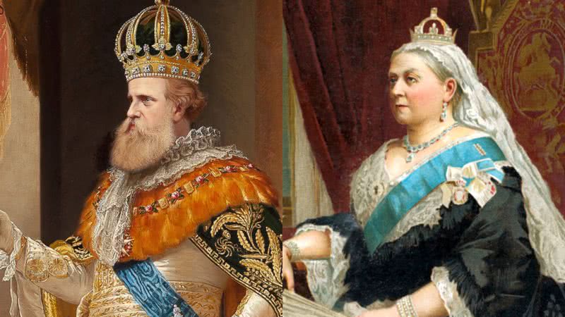 Dom Pedro II e Rainha Vitória em pinturas oficiais - Domínio Público/ Creative Commons/ Wikimedia Commons/ Getty Images