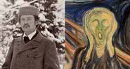 Edvard Munch (à esqu.) e a obra O Grito (à esqu.) - Wikimedia Commons