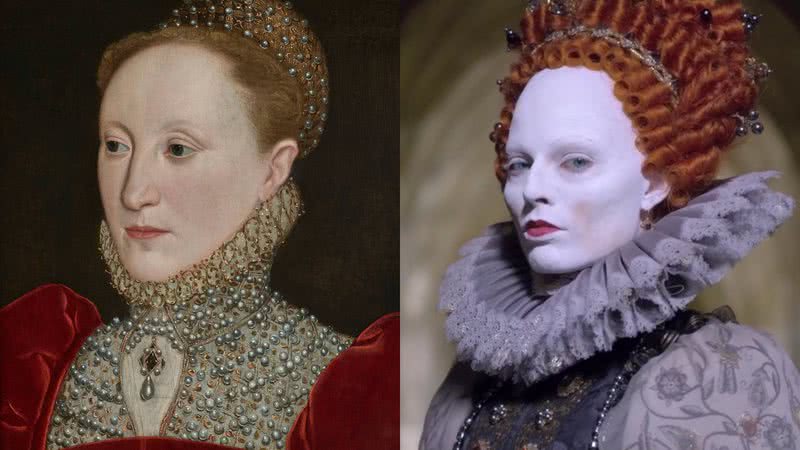 Elizabeth I em pintura oficial e no filme Duas Rainhas - Wikimedia Commons - Divulgação