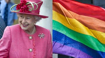 Elizabeth II (à esqu.) e bandeira LGBT (à dir.) - Getty Images e Imagem de SatyaPrem por Pixabay