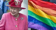 Elizabeth II (à esqu.) e bandeira LGBT (à dir.) - Getty Images e Imagem de SatyaPrem por Pixabay