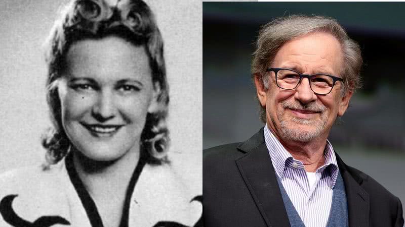 Emilie Schindler, esposa de Oskar Schindler, e o diretor Steven Spielberg - Erika Rosenberg-Band e Gage Skidmore via Wikimedia Commons