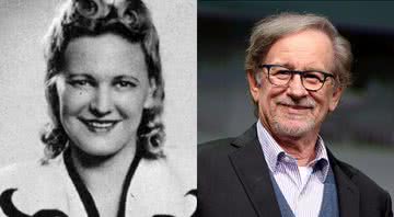 Emilie Schindler, esposa de Oskar Schindler, e o diretor Steven Spielberg - Erika Rosenberg-Band e Gage Skidmore via Wikimedia Commons