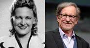 Emilie Schindler, esposa de Oskar Schindler, e o diretor Steven Spielberg - Erika Rosenberg-Band e Gage Skidmore via Wikimedia Commons