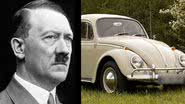 Adolf Hitler e um Fusca - Domínio Público e Vwexport1300 via Wikimedia Commons