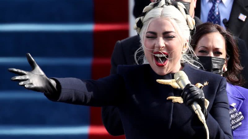 Lady Gaga canta na posse de Joe Biden, em janeiro de 2021 - Getty Images