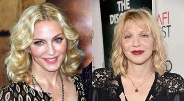 Montagem com fotografias de Madonna, à esquerda, e Courtney Love, à direita - Divulgação/ Getty Images/ Wikimedia Commons