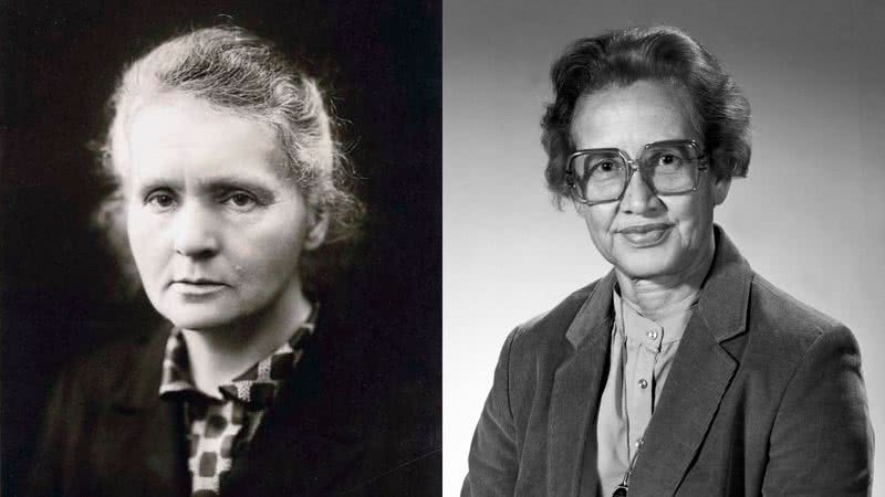 Marie Curie e Katherine Johnson, respectivamente - Creative Commons