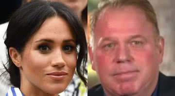 Foto de Meghan Markle em 2018, ao lado de uma fotografia de Thomas Jr, em entrevista - Getty Images / Divulgação/Youtube/Sunrise/22 de jan. de 2020