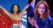 Lynda Carter como a Mulher-Maravilha e J.K. Rowling em premiação (2021) - Divulgação / CBS e Getty Images