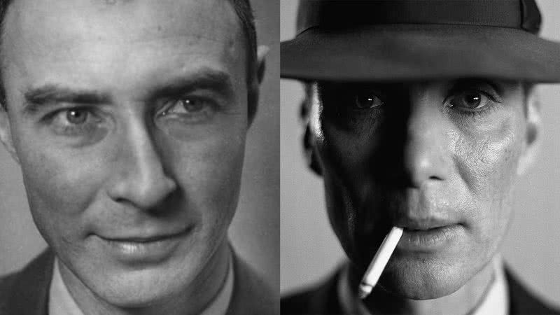 O físico J. Robert Oppenheimer e o ator Cillian Murphy - Los Alamos National Laboratory e Universal Pictures