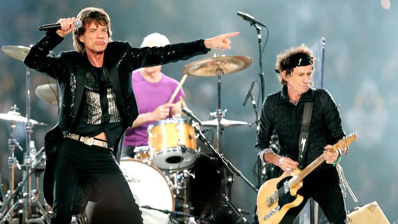 Mick Jagger e Keith Richards no Super Bowl XL, em 2016 - Getty Images