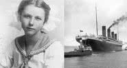 Retrato fotográfico de Ruth Becker (à esq.) junto ao Titanic após a partida (à dir.) - Wikimedia Commons