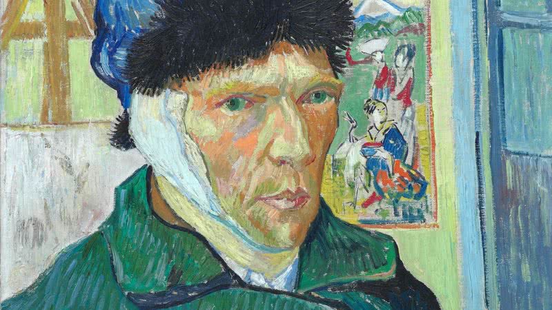 Autorretrato com Orelha Enfaixada, pintado por Van Gogh em 1889 - Domínio Público via Wikimedia Commons