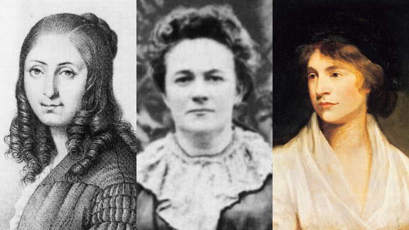 Da esquerda para direita: Flora Tristan, Clara Zetkin e Mary Wollstonecraft - Domínio Público