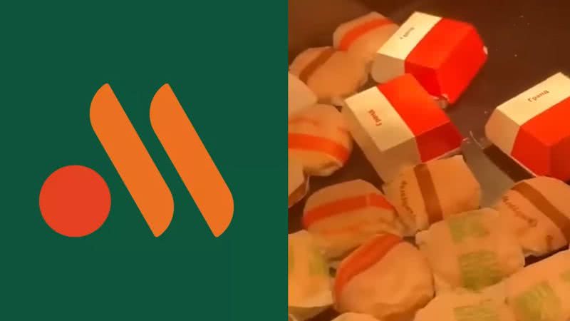 Logotipo e hambúrgueres do Vkusno & Tochka, substituto russo de McDonald's - Divulgação / Reprodução/YouTube/Poder360