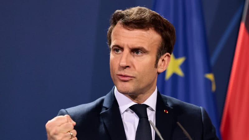 Emmanuel Macron em fevereiro de 2022 - Getty Images