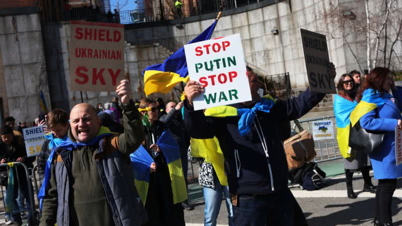 Protesto contra a invasão em Nova York, EUA - Getty Images