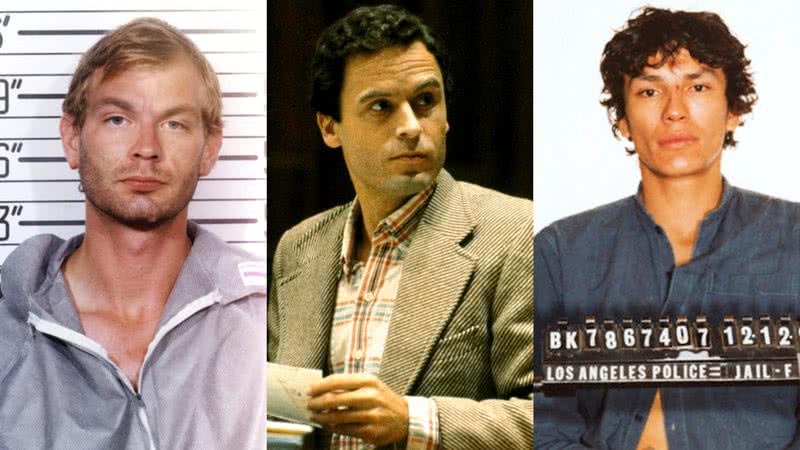 Jeffrey Dahmer, Ted Bundy e Richard Ramirez, respectivamente - Getty Images