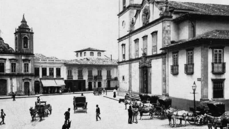 A Matriz da Sé, década de 1860, no livro 'Tebas, um negro arquiteto na São Paulo escravocrata' - Divulgação / Militão Augusto de Azevedo