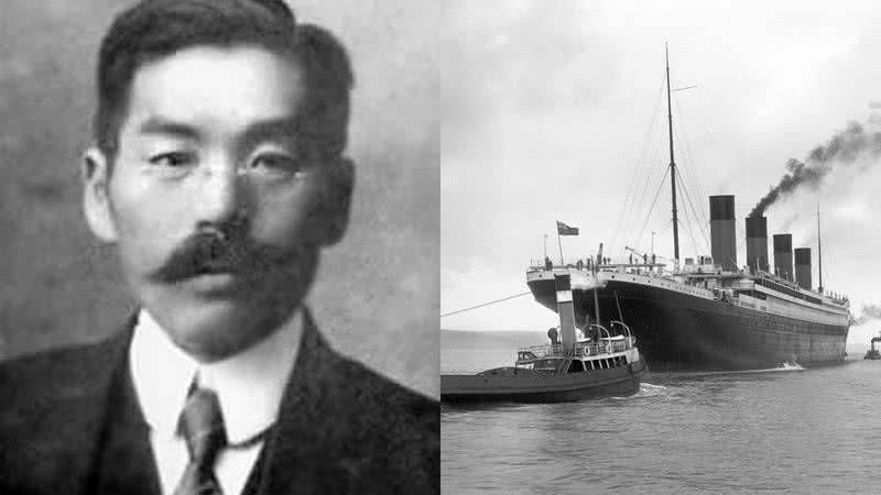 Masabumi Hosono (à esq.) em montagem junto ao Titanic (à dir.) - Wikimedia Commons