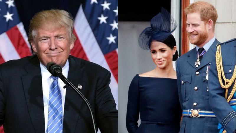 Presidente Donald Trump e os Duques de Sussex, Meghan e Harry - Divulgação/Wikimedia Commons/Getty Images