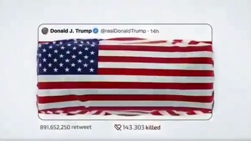 Publicação do veículo oficial de notícias do Irã apresenta sátira ameaçadora de tweet de Donald Trump - Reprodução Twitter