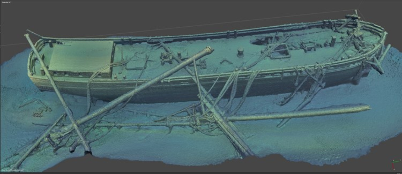 Modelo em 3D da escuna Trinidad