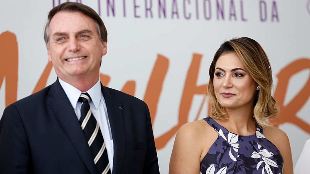 Jair Bolsonaro, atual presidente do Brasil, e Michelle Bolsonaro, atual primeira-dama