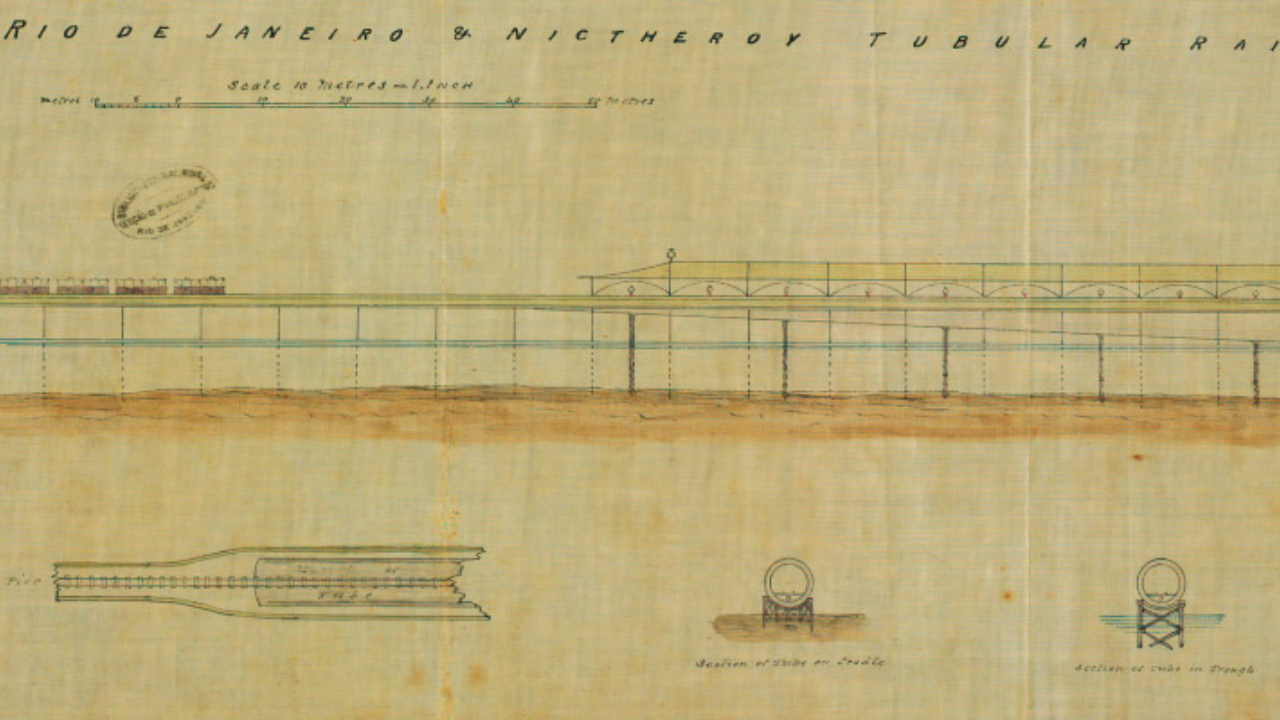 Recorte de projeto de túnel ferroviário subterrâneo submarino